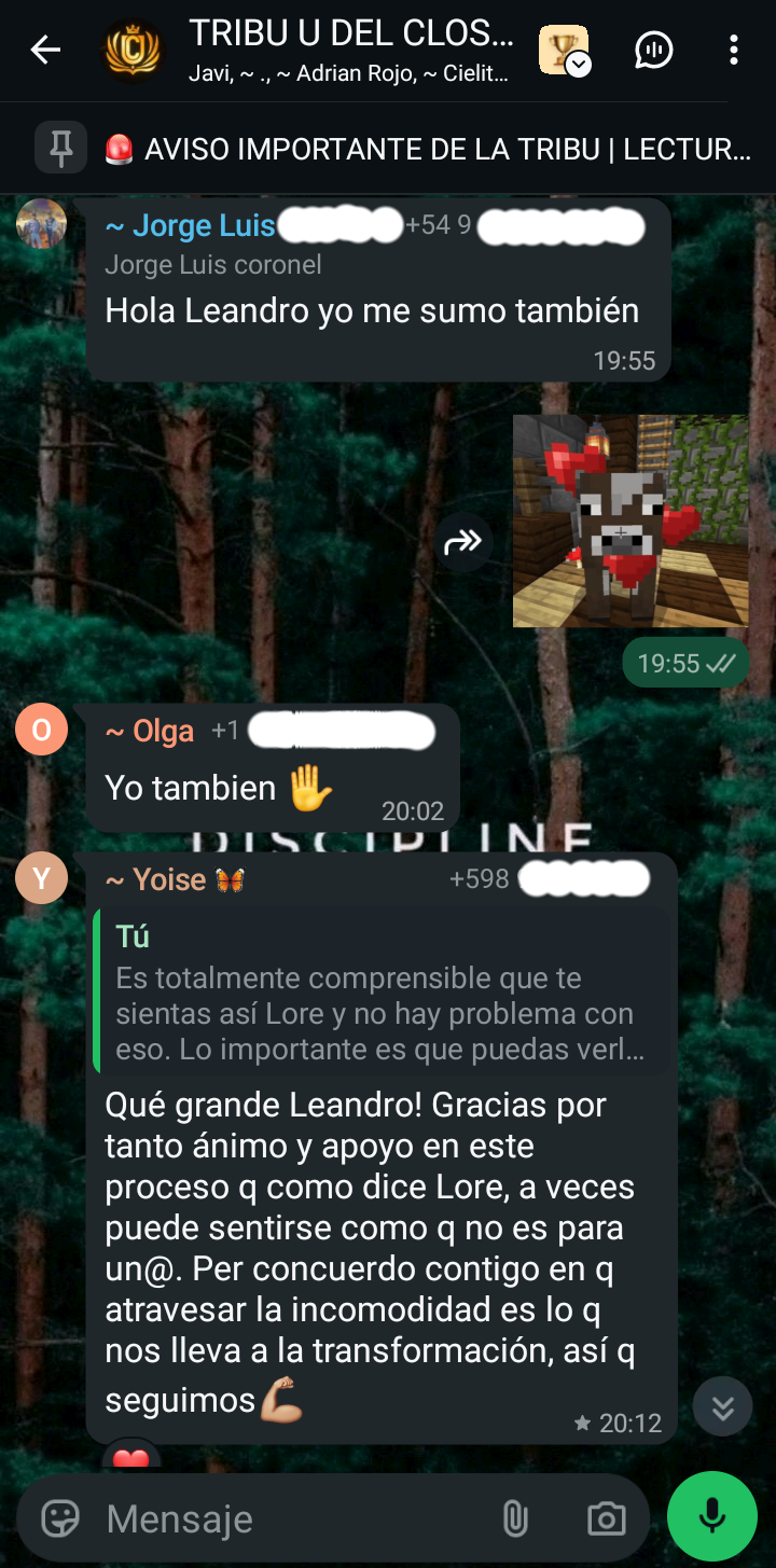 Múltiples miembros de la Tribu agradeciendo a Leandro